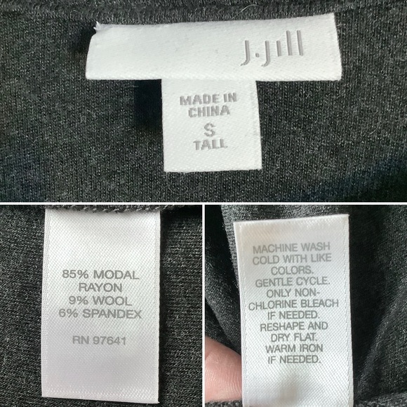 J JILL Maxi Dress TALL Long Sleeve Jersey Knit Wool Minimalist Modest Gray S - Picture 4 of 8